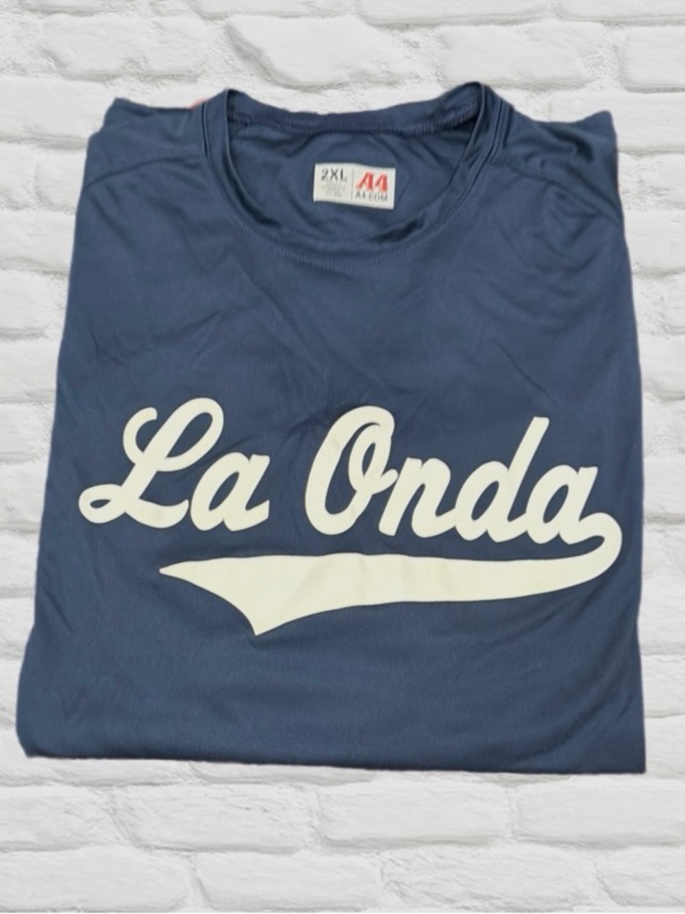 LA ONDA BRANDED 
T-SHIRT  NAVY BLUE/WHITE BASEBALL JERSEY #44. XXL